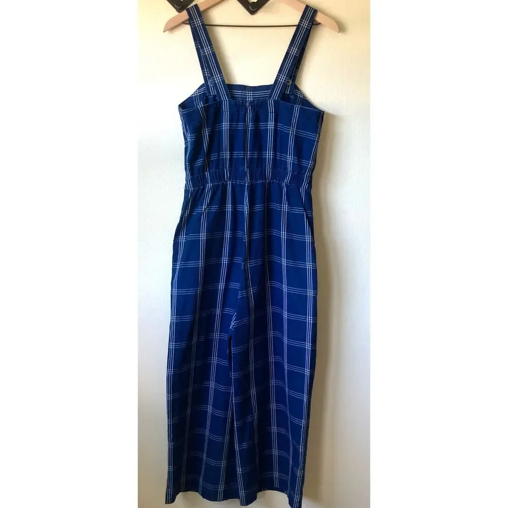 J. Crew Windowpane Cross-Back Jumper Size 2 in Blue & White Cottage Core - Picture 12 of 15
